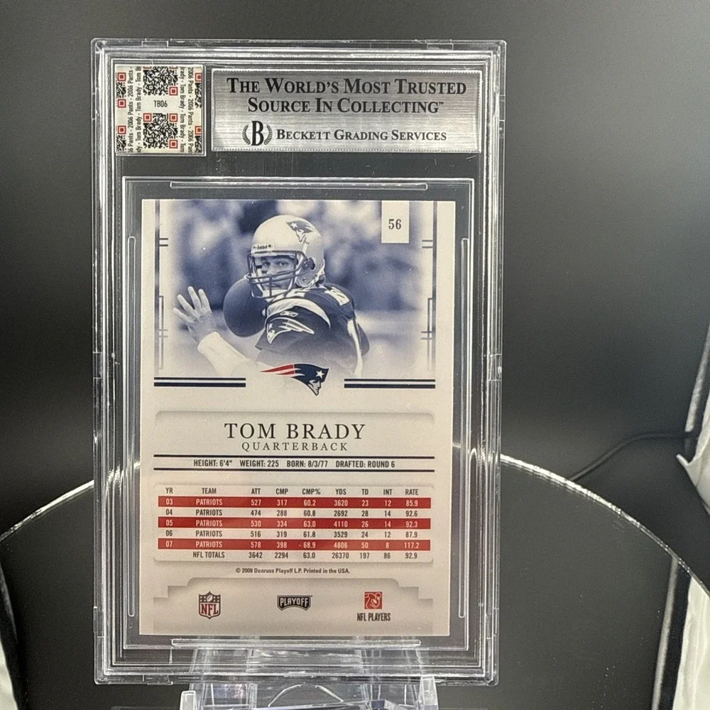 Game Used Jersey Swatch - 2008 Prestige The GOAT Tom Brady #56 BGS 9‎